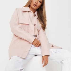 Missguided baby pink textured oversized shacket